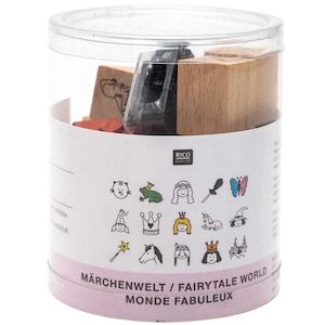 Set de tampons Paper Poetry « Fairytale World » 2 x 2 cm, 15 pièces
