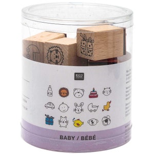 Juego de sellos Paper Poetry "Baby" 2 x 2 cm, 15 piezas