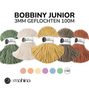 Bobbiny JUNIOR cavo intrecciato 3 mm intrecciato 100 m - cavo artigianale filato tessile cavo di cotone cavo di corda macramè filato all'uncinetto filato di lana all'uncinetto