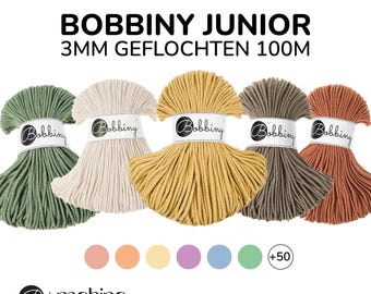 Bobbiny JUNIOR macramé braided cord 3mm braided 100m in different colors | cotton yarn bobbiny yarn textile yarn wool macramé yarn