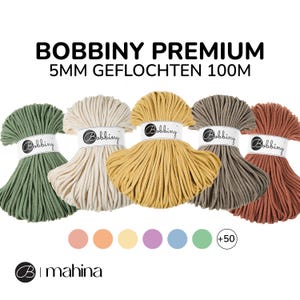 Bobbiny PREMIUM macramé braided cord 5mm braided 100m in different colors | cotton yarn macramé cord textile yarn wool Bobbiny Yarn