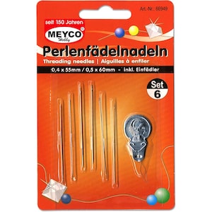 Aghi per infilare perline Meyco in blister, set da 6