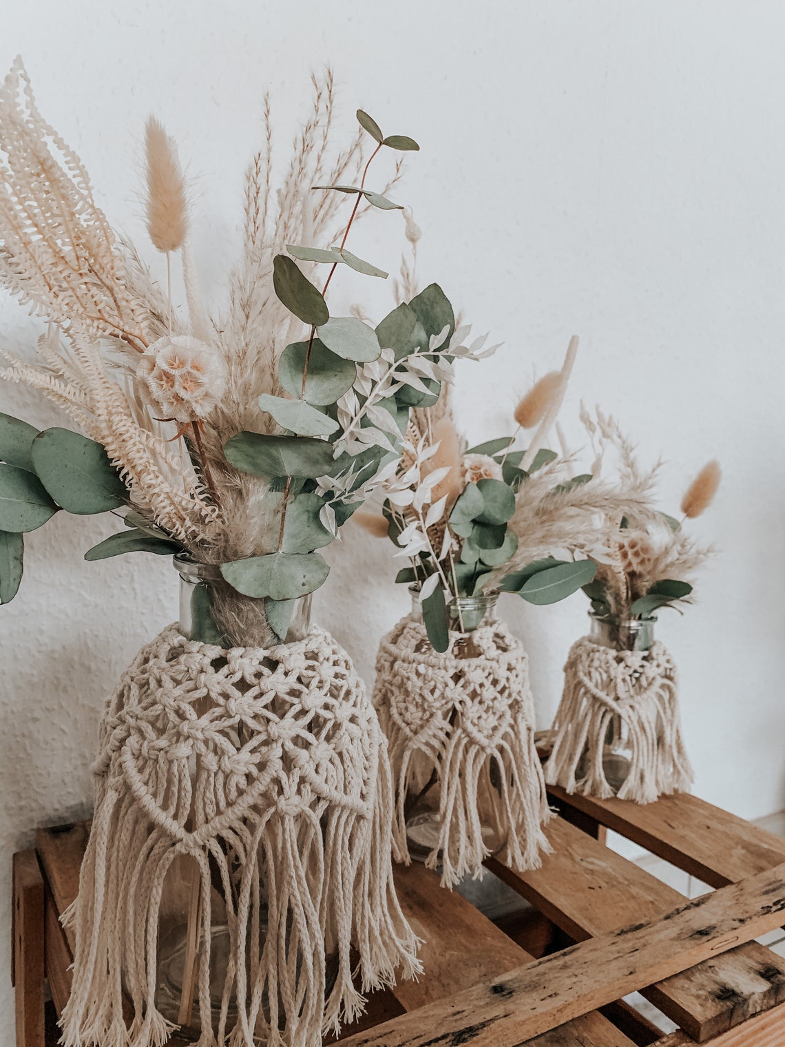 Macrame Flower Vase/ Windlight with Dry Flowers Vase Flowers Etsy