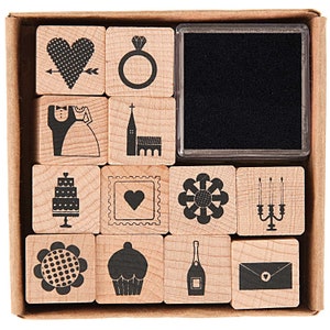 Set de tampons Paper Poetry « Mariage » 2 x 2 cm, 12 pièces