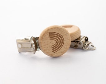 Pacifier clip &quot;Rainbow motif&quot; made of beechwood