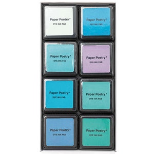 Ensemble de tampons encreurs Paper Poetry Aqua Mix, 8 pièces
