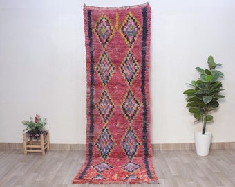 boucherouite runner rug-authentic moroccan runner rug colorful-bohemian area rug for living room-vintage furniture and decor-berber carpet