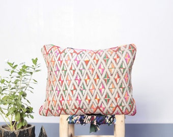 colorful killim pillows_vintage boujaad pillows_long berber pillow_pillow cover 18"x 14"_rug pillow_cushion cover_large moroccan pillow
