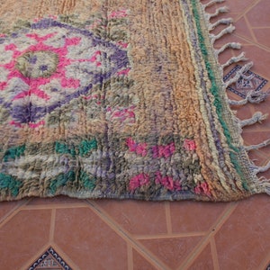 Vintage Moroccan Rug-Pink Beni Mguild Rug 6x12 FT-Handmade Berber Rug-Vintage Boujaad Wool Rug-Minimalist Morroccan Rug-Unique Gift For Mom image 6