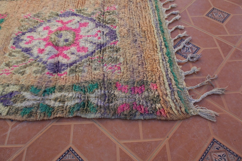 Vintage Moroccan Rug-Pink Beni Mguild Rug 6x12 FT-Handmade Berber Rug-Vintage Boujaad Wool Rug-Minimalist Morroccan Rug-Unique Gift For Mom image 6