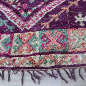 Vintage Moroccan rug, Authentic Boujaad Rug 7x10 ft-Bohemian Rug For Bedroom Aesthetic-Purple Morrocan Rug-Vintage Kilim-Handmade Berber Rug 画像 6