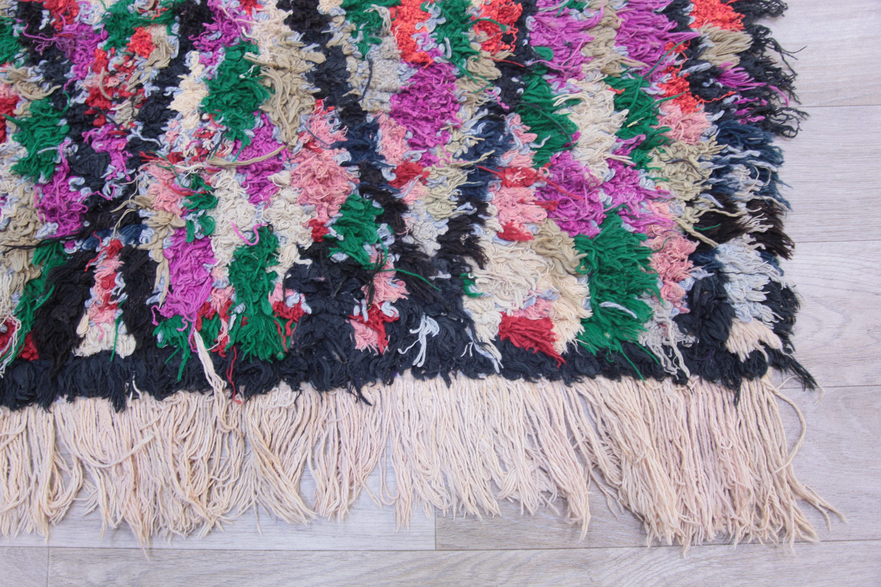 2ftx4ft-checkered Boucherouite Rug-antique Azilal Rug-handknotted ...