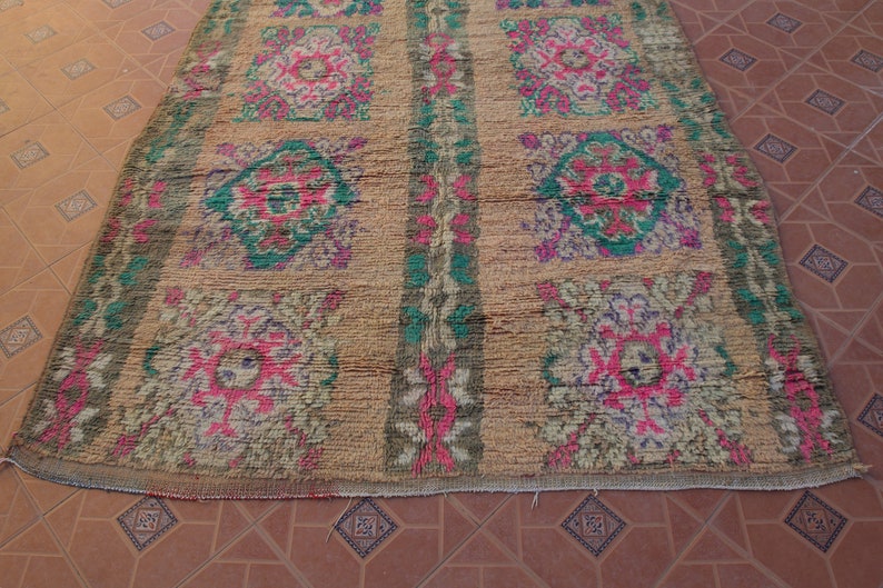 Vintage Moroccan Rug-Pink Beni Mguild Rug 6x12 FT-Handmade Berber Rug-Vintage Boujaad Wool Rug-Minimalist Morroccan Rug-Unique Gift For Mom image 3