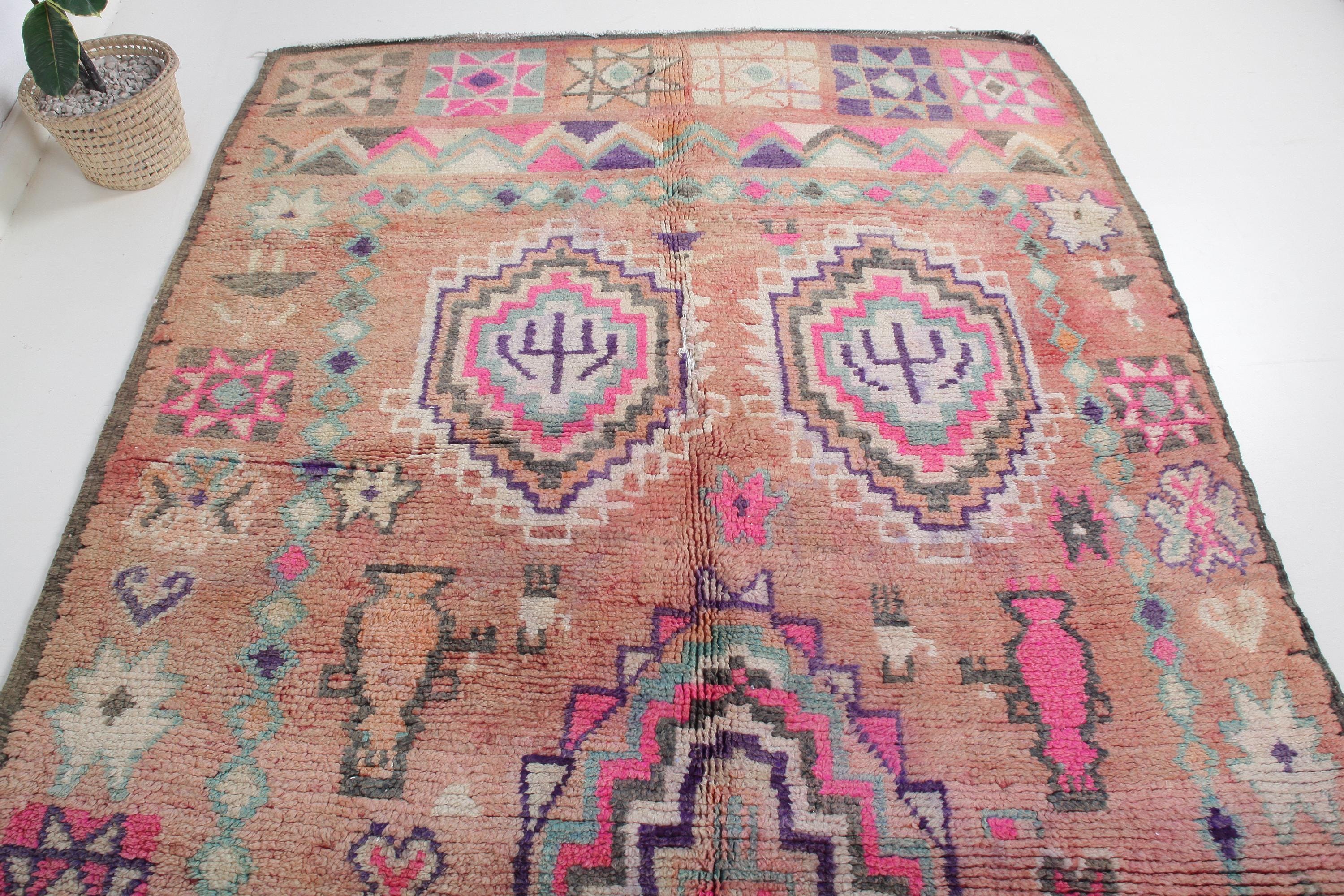 7x12 Rug Vintage Boujaad Rug-authentic Moroccan Rug 7x12 Ft-colorful Rug Living ...
