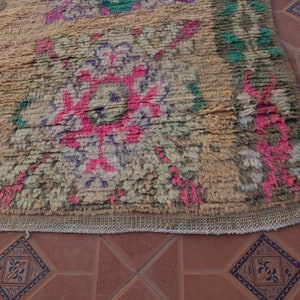 Vintage Moroccan Rug-Pink Beni Mguild Rug 6x12 FT-Handmade Berber Rug-Vintage Boujaad Wool Rug-Minimalist Morroccan Rug-Unique Gift For Mom image 7