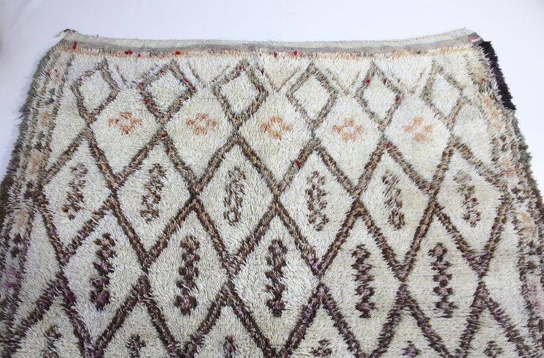 Vintage Beni Ourain Rug-Hand-Woven Moroccan Berber Rug 6 x 9 FT-Handmade Floor Mat-Natural Wool Modern Design-Bohemian Rug For Living Room image 2