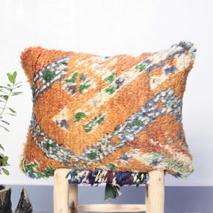 vintage Moroccan Cushion_Colorful Wool Cushion_Handmade Moroccan Cushion_Berber Cushion_Home Gift for women_floor cushion 20 x 15_pillows image 1