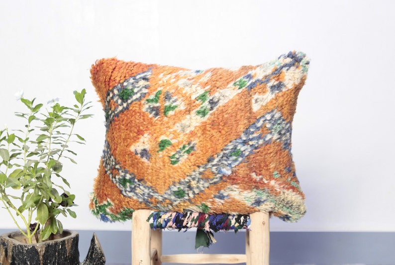 vintage Moroccan Cushion_Colorful Wool Cushion_Handmade Moroccan Cushion_Berber Cushion_Home Gift for women_floor cushion 20 x 15_pillows image 1