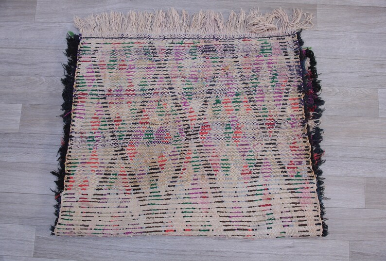 2ftx4ft-checkered Boucherouite Rug-antique Azilal Rug-handknotted ...