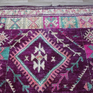 Vintage Moroccan rug, Authentic Boujaad Rug 7x10 ft-Bohemian Rug For Bedroom Aesthetic-Purple Morrocan Rug-Vintage Kilim-Handmade Berber Rug image 3