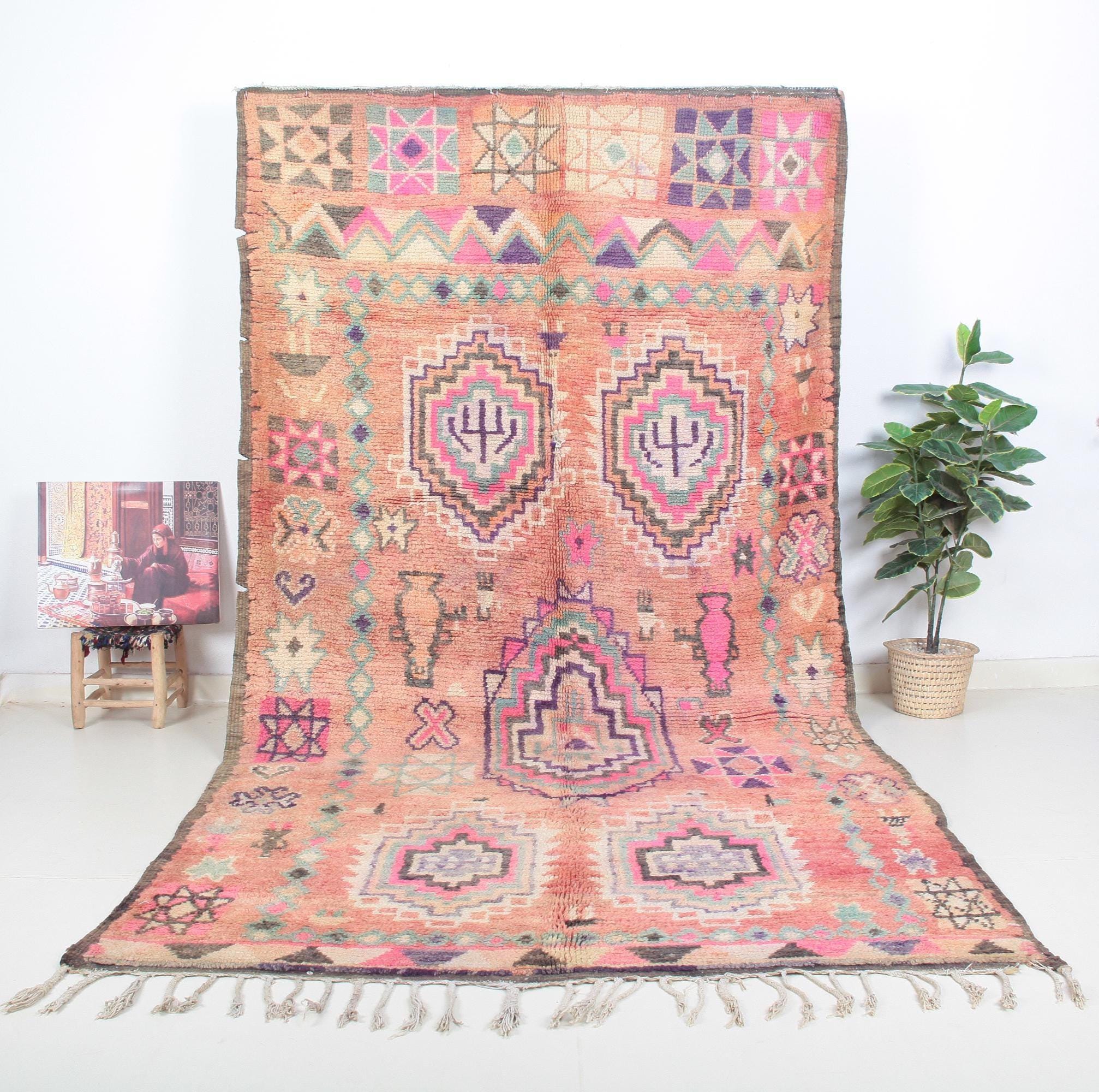 7x12 Rug Vintage Boujaad Rug-authentic Moroccan Rug 7x12 Ft-colorful Rug Living ...