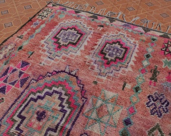 Vintage Boujaad Rug-Auténtica alfombra marroquí 7x12 FT-Alfombra colorida Sala de estar-Lujosa alfombra de lana marroquí hecha a mano-Alfombra decorativa única