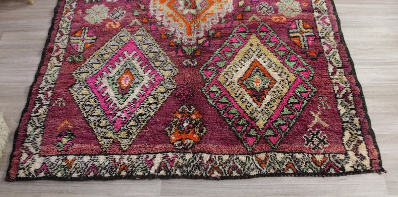 Luxurious Authentic Moroccan Rug 5x7-Vintage Boujaad Rug-Traditional Beni Mguild Design-Handmade Wool Blend-Rich Colors & Intricate Patterns image 5