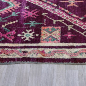 Vintage Moroccan rug, Authentic Boujaad Rug 7x10 ft-Bohemian Rug For Bedroom Aesthetic-Purple Morrocan Rug-Vintage Kilim-Handmade Berber Rug image 9