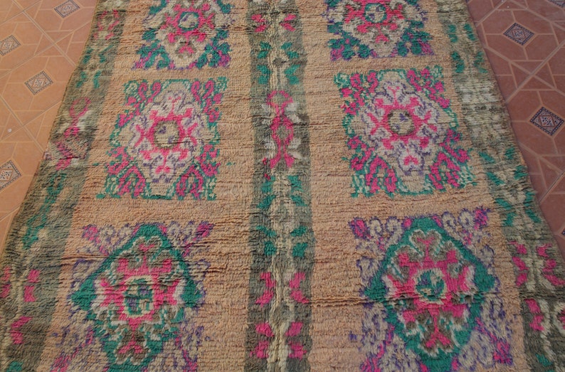 Vintage Moroccan Rug-Pink Beni Mguild Rug 6x12 FT-Handmade Berber Rug-Vintage Boujaad Wool Rug-Minimalist Morroccan Rug-Unique Gift For Mom image 4