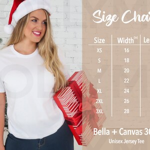Bella Canvas 3001 Size Chart | Bella Canvas 3001 | Christmas Size Chart | T-shirt Size Chart | Christmas Mockup | Mockup Size Chart