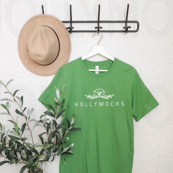 Bella Canvas 3001 Mockup | Bella Canvas 3001 Leaf | Spring mockup | Hanging Mockup | Leaf Mockup | Green Shirt Mockup