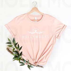 Bella Canvas 3001 Mockup | Bella Canvas 3001 Heather Peach | Spring Mockup | Shirt Mockup | Bella Canvas Mockup | Shirt Flat Lay