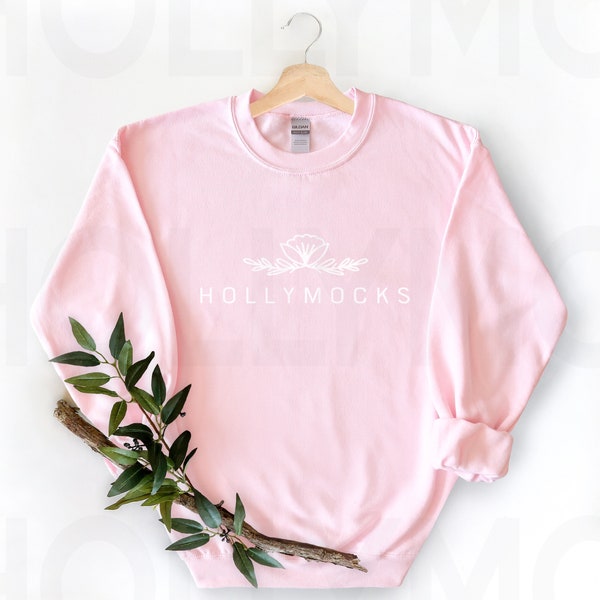 Maquette de Gildan | Maquette rose Gildan 18000 | Maquette de sweat-shirt | Maquette de sweat-shirt rose | Maquette plate