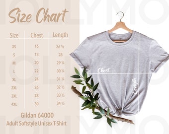 Gildan 64000 T-Shirt Size Chart (Digital Download)