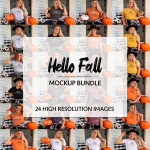 Bella Canvas 3001 Mockup Bundle | Fall Mockup Bundle | Bella Canvas Fall Mockup | Model Mockup | Fall Mockup | Halloween Mockup Bundle