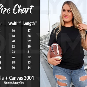 Bella Canvas 3001 Size Chart | Fall 3001 Mockup | T-shirt Size Chart | Bella Canvas Size Guide | Mockup Size Chart | Fall Size Chart |