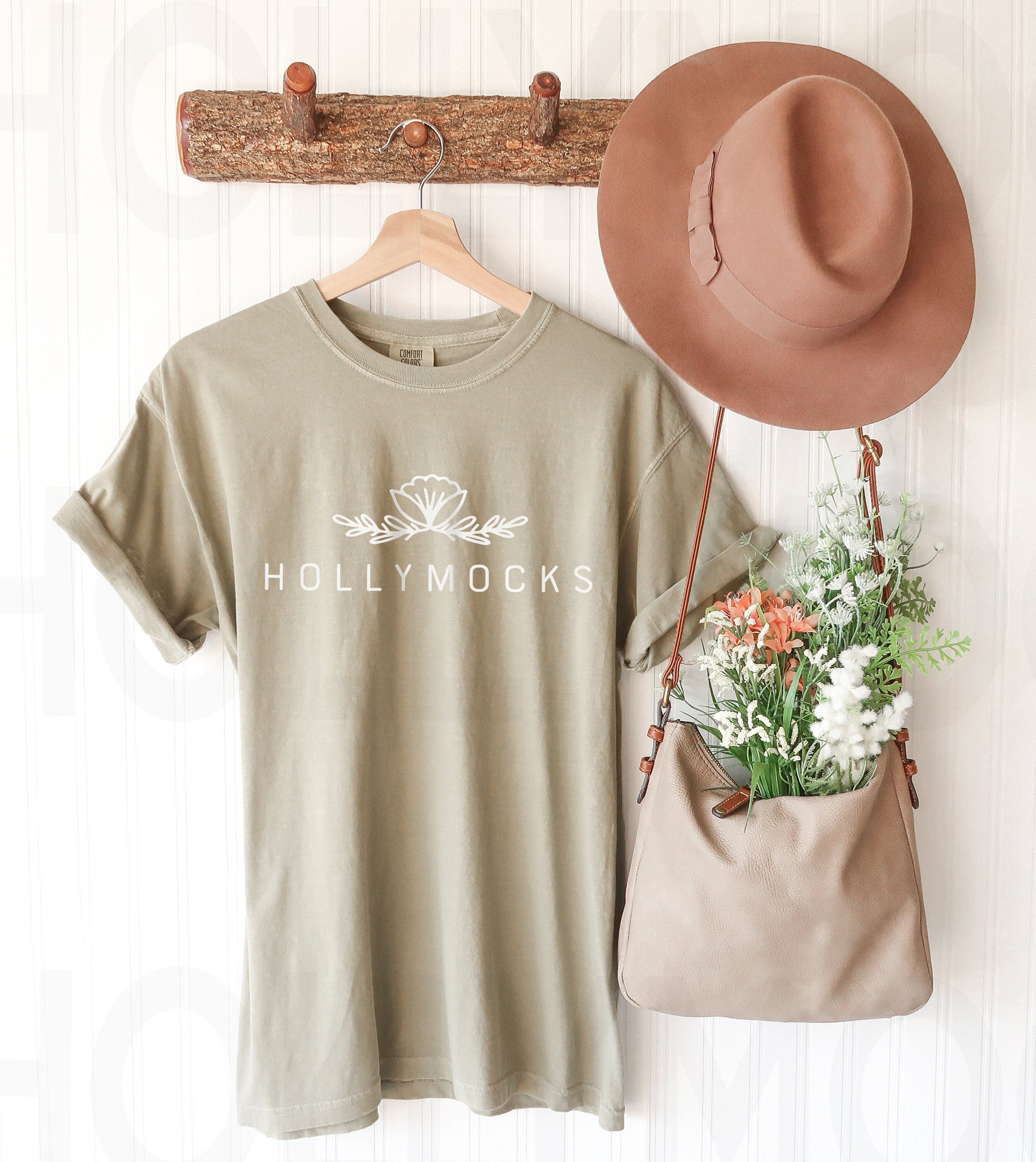 Comfort Colors 1717 Khaki Mockup | Comfort Colors 1717 Khaki | C1717 | Shirt Mockup | Khaki Mockup | Spring Mockup | Hanging Mockup