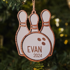 Personalized Bowling Ornament | Pins | Christmas | Name Laser Engraved | Gift Tags | MVP | League