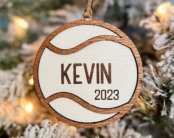 Personalized Tennis Ball Ornament | Team Sport | Christmas Tag | US Open | Racket | Christmas | Gift Tag | Stocking Tag | Tennis Game Match