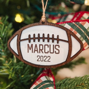 Personalized 3D Football Ornament | Christmas | Name Laser Engraved | Gift Tags | Sports | Team | NFL | Coach Gift | MVP