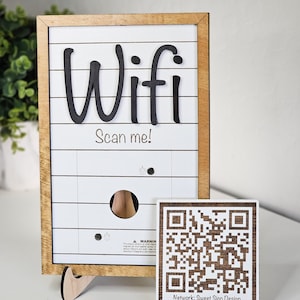 Changeable Magnetic Wifi QR Code Sign, Vacation Rental, Restaurant, Shop