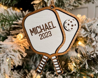 Personalized Pickleball Ornament | Paddles | Rackets | Ball Sport | Tournament | Team Players | Christmas | Stocking Tag | Gift