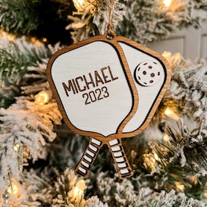 Personalized Pickleball Ornament | Paddles | Rackets | Ball Sport | Tournament | Team Players | Christmas | Stocking Tag | Gift