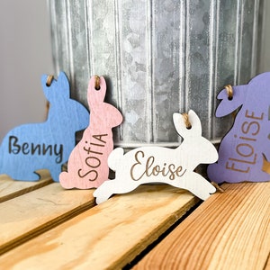 Personalized Easter Name Tags | Laser Engraved | Gift Tags | Bunny | Basket Tag | Name Tag | Colors | Easter Bunny | Kids Name Tags | Wooden
