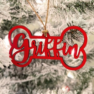 Personalized Dog Bone Christmas Ornament, Gift Tags, Family Pet Name Memorial, Holiday Season Decor, Furry Best Friend