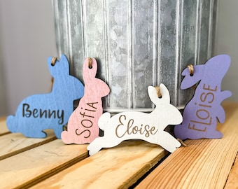 Personalized Easter Name Tags | Laser Engraved | Gift Tags | Bunny | Basket Tag | Name Tag | Colors | Easter Bunny | Kids Name Tags | Wooden