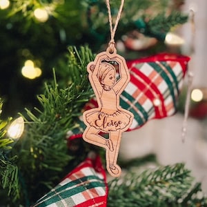Personalized Ballerina Ornament, Christmas Gift Tag Engraved , Ballet Dance Recital Gift, Little Girl
