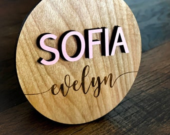 Personalized 3D Name Signs | Colors | Baby Gift | Round Sign | Wall Art | Nursery Decor | Announcement| Laser Engraved | Gift