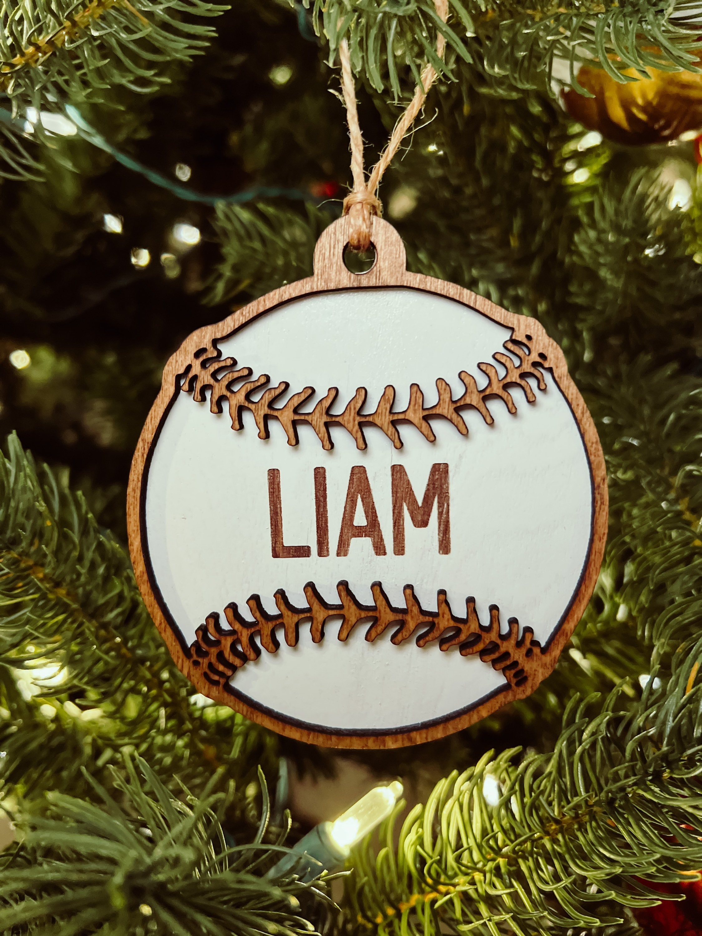Baseball Ornament | Christmas | Laser Engraved | Gift Tags | Sports | Team |