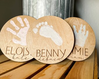 Personalized Baby Name Footprint Handprint Circle | Baby | Newborn | Toddler | Project |